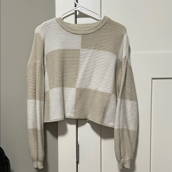 moon & madison Sweaters - moon & madison Beige and White Striped Sweater